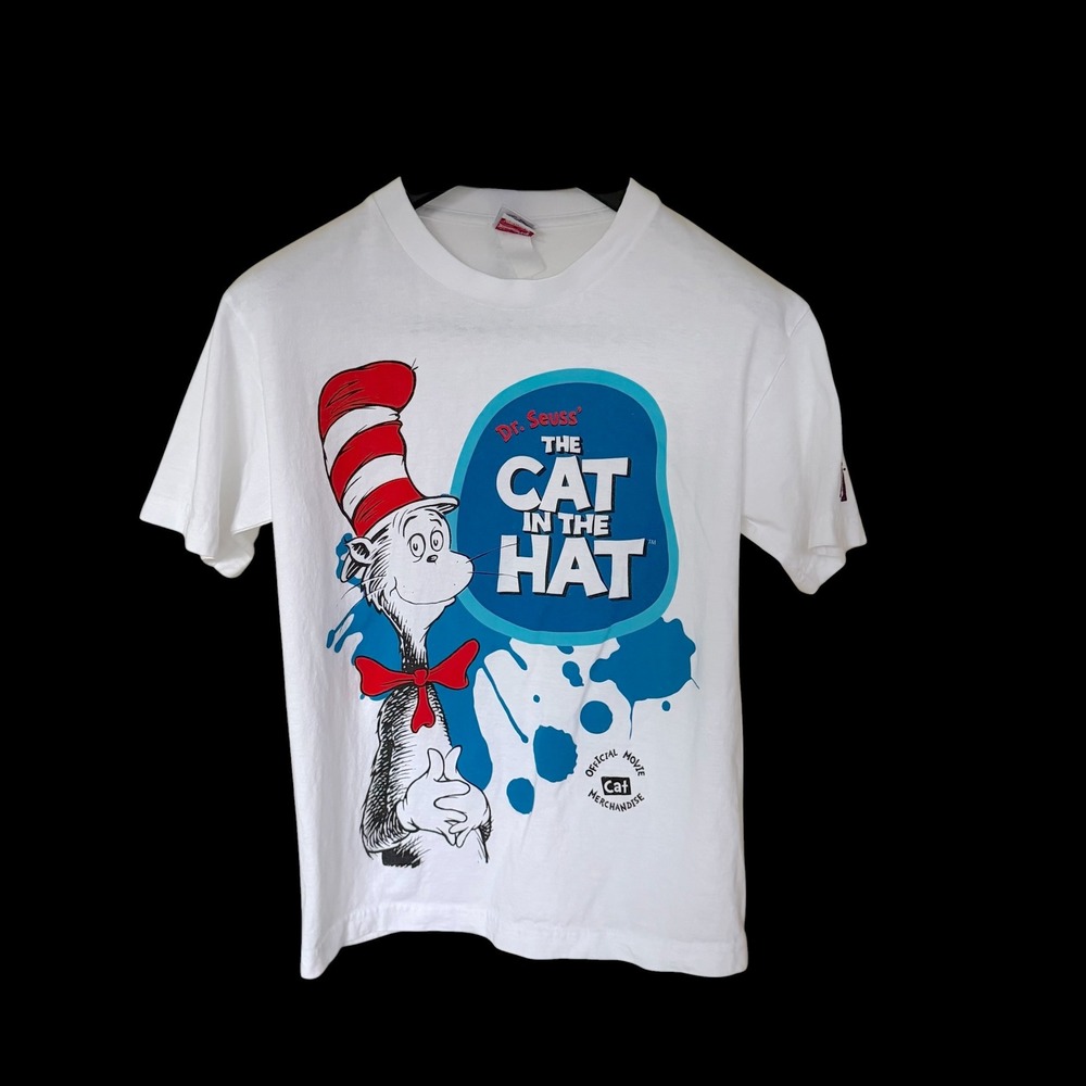 Dr Seuss The Cat in the Hat 2003 Movie Promo T-Shirt White Brachs Sleeve Small